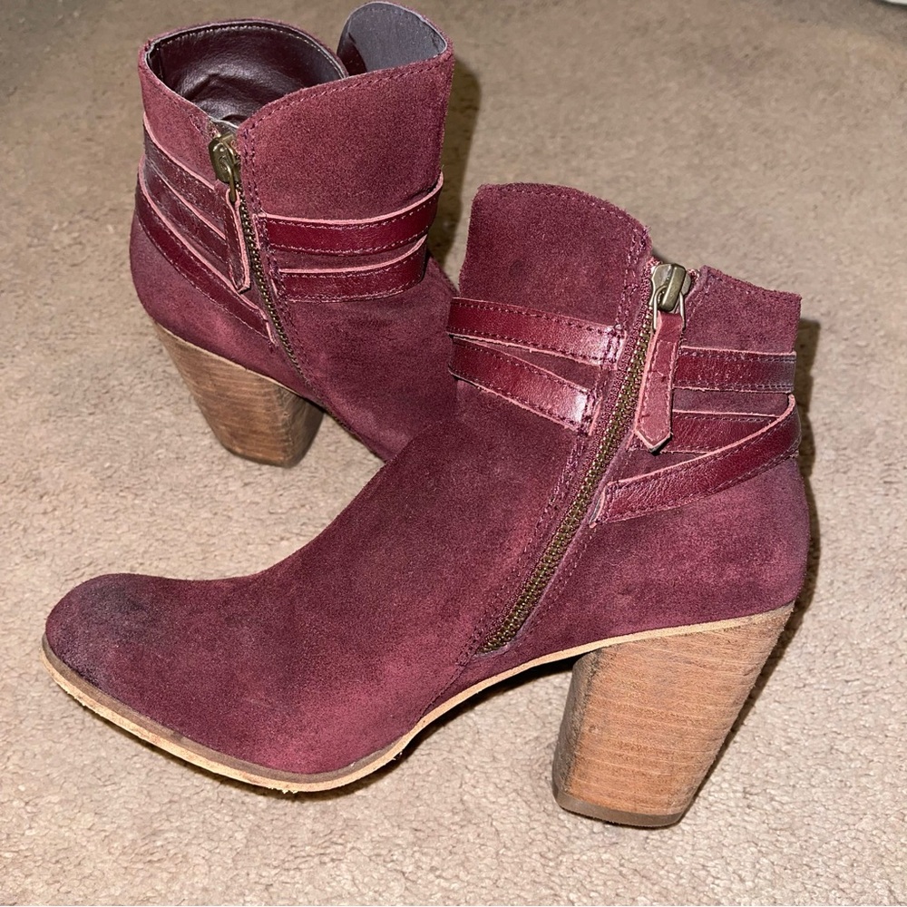 BP Tandem Ankle Boots Bootie Size 8 Burgundy Maroon Shoes Zip Closure Nordstrom